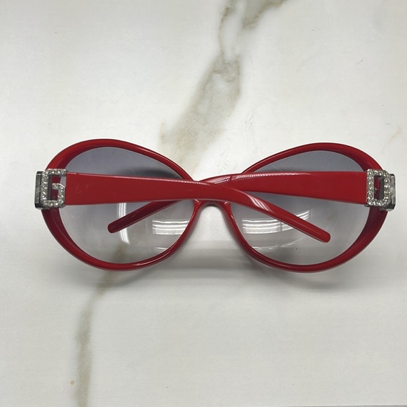 Dolce & Gabbana oversized red sunglasses with crystal DG sides in case - Picture 3 of 11